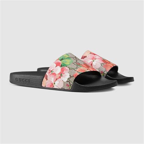 gucci blooms supreme floral slides|pink gucci slides nordstrom.